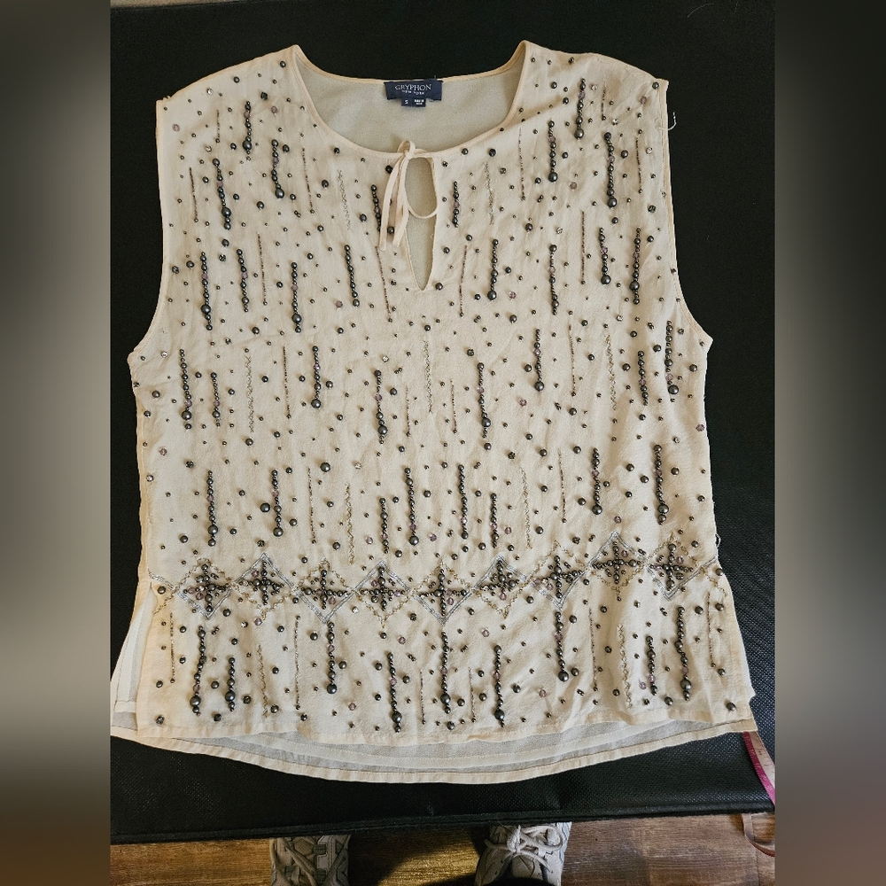 Gryphon silk beaded tank top